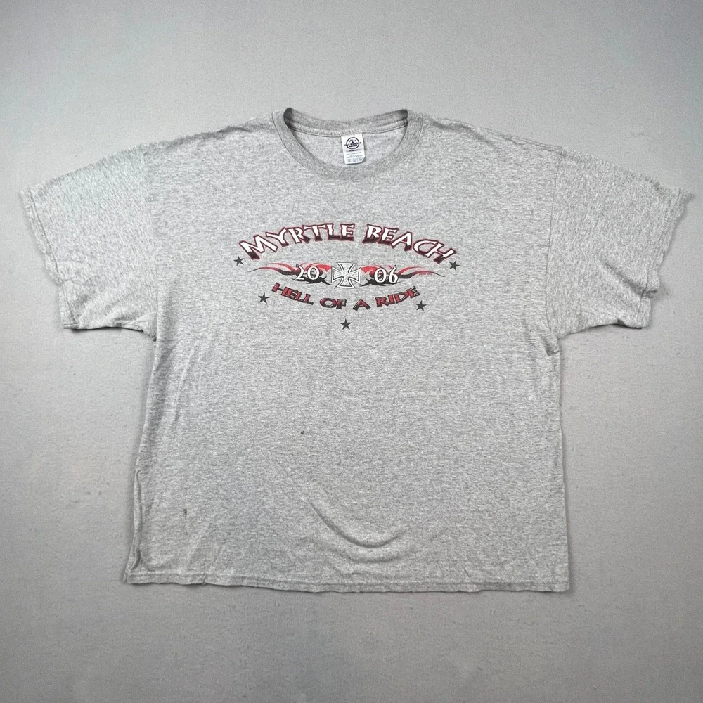 Delta T-Shirt Mens 2XL Gray Myrtle Beach 2006 Hell of a Ride Biker Graphic Tee